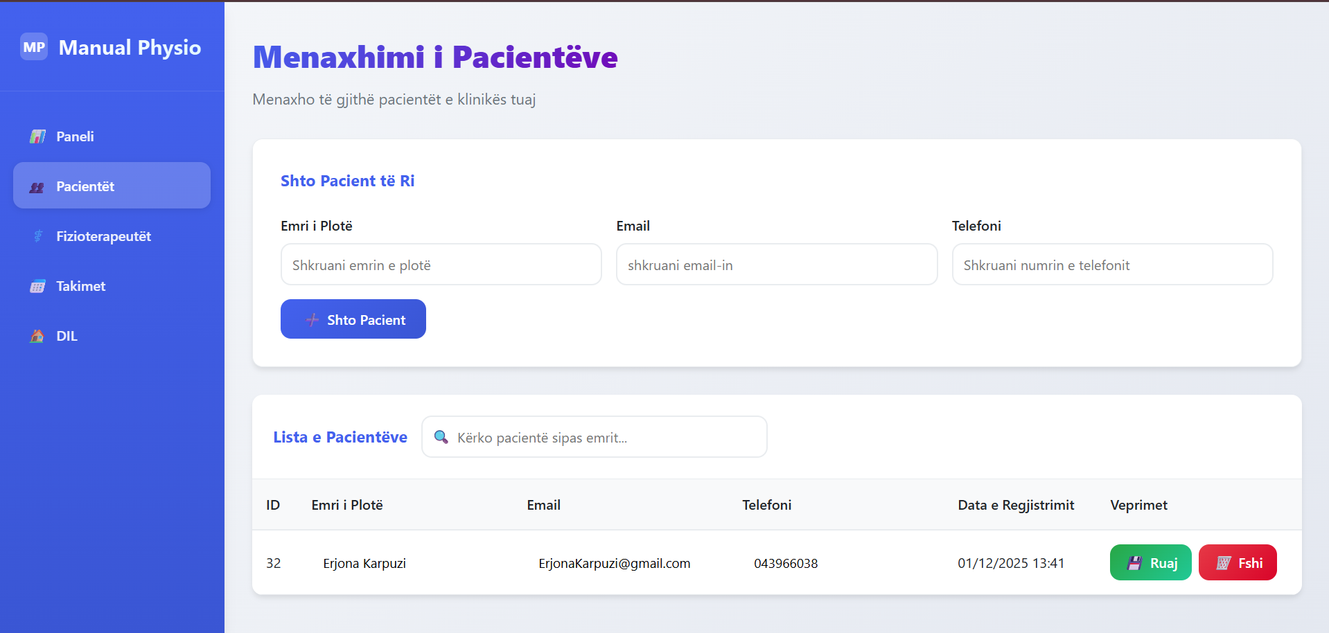 Manual Physio Patient Management