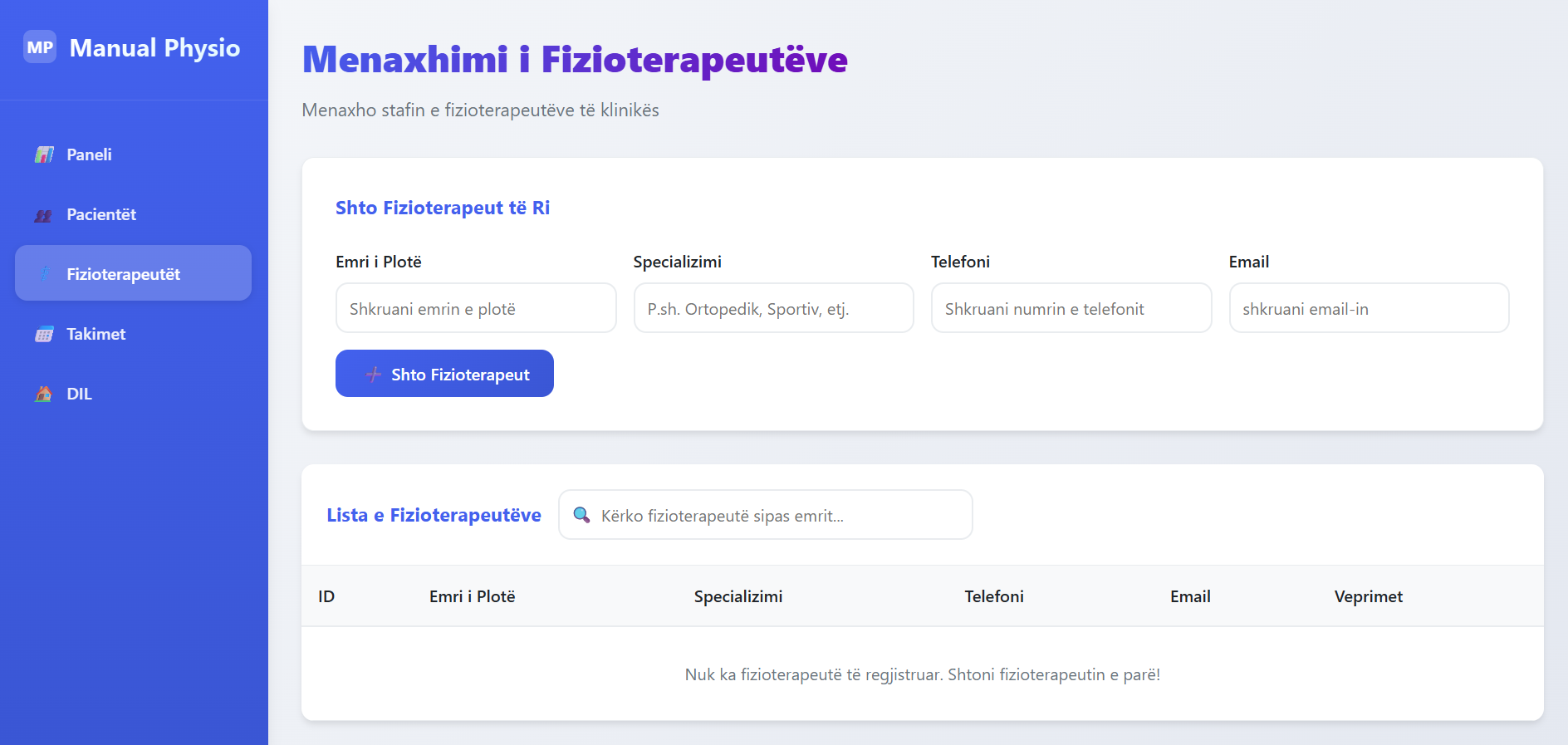 Manual Physio Appointment System