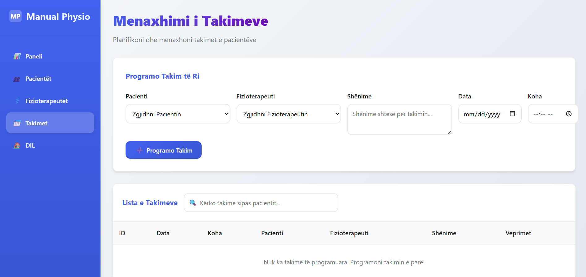 Manual Physio Treatment Tracking